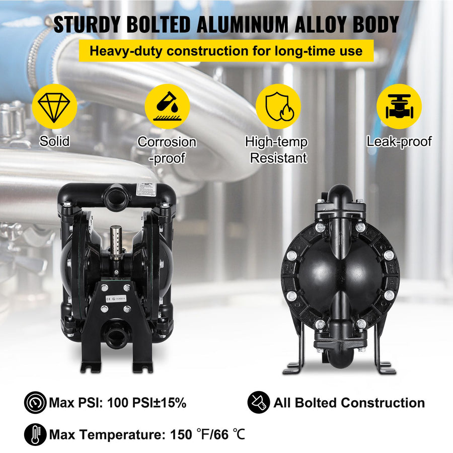 Air-Operated Double Diaphragm Pump 24 GPM 1 Inch Inlet And Outlet