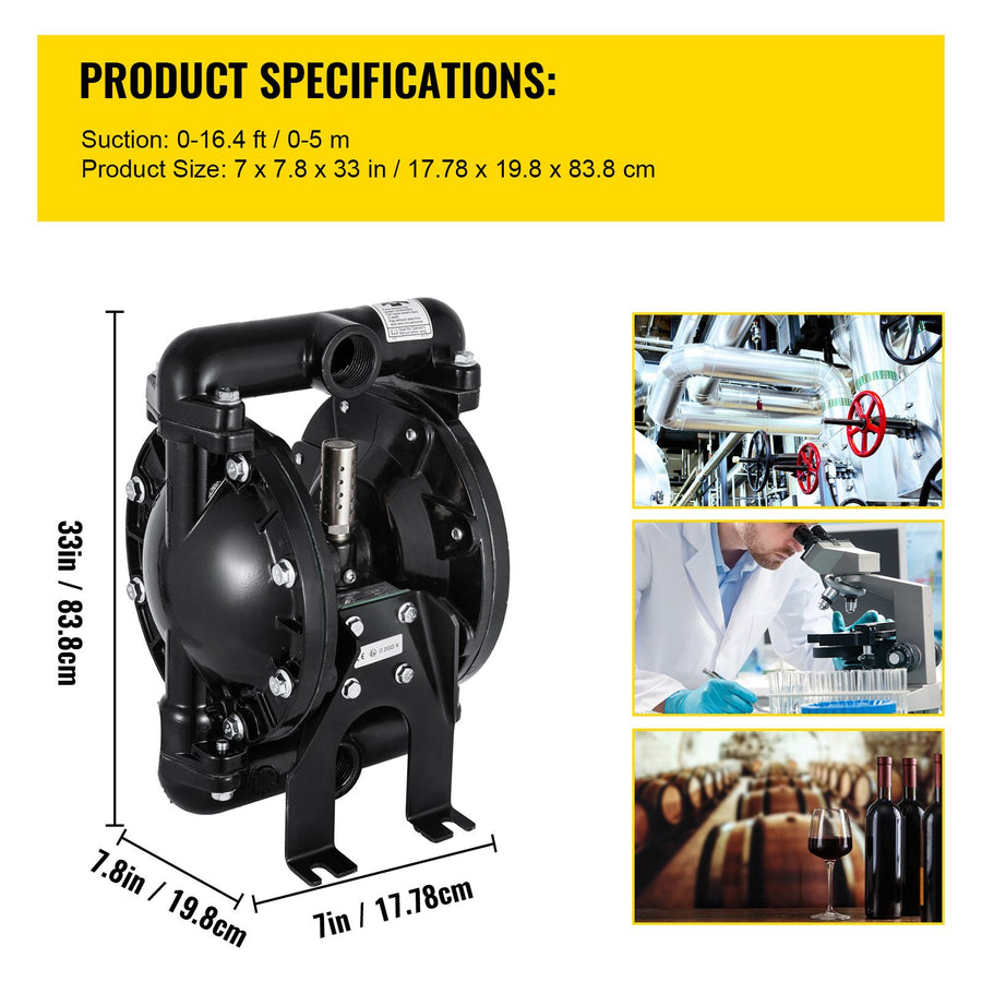 Air-Operated Double Diaphragm Pump 24 GPM 1 Inch Inlet And Outlet