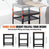 VEVOR Planer Stand, 100 lbs / 45 kg heavy loads, Three-Gear Height Adjustable Thickness Planer Table,with 4 Stable Casters & Storage Space, for most
