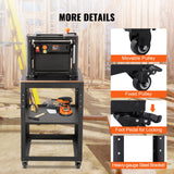VEVOR Planer Stand, 100 lbs / 45 kg heavy loads, Three-Gear Height Adjustable Thickness Planer Table,with 4 Stable Casters & Storage Space, for most