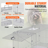 VEVOR Live Animal Cage Trap, 50" x 20" x 26" Humane Cat Trap Galvanized Iron, Folding Animal Trap with Handle for Stray Dogs, Armadillos, Raccoons,