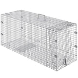 VEVOR Live Animal Cage Trap, 50" x 20" x 26" Humane Cat Trap Galvanized Iron, Folding Animal Trap with Handle for Stray Dogs, Armadillos, Raccoons,