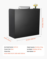 Reception Desk, 1200 x 480 x 1100 mm Rectangular Front Counter Table, Office Reception Counter with Lockable Drawer and Storage Cabinet, for Checkout, Lobby, Beauty Salon and Office, Black
