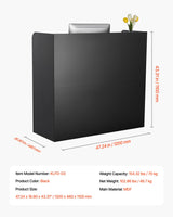 VEVOR Reception Desk, 1200 x 480 x 1100 mm Rectangular Front Counter Table, Office Reception Counter with Lockable Drawer and Storage Cabinet, for Checkout, Lobby, Beauty Salon and Office, Black - Close-Up Angle