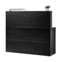 Reception Desk, 1400 x 800 x 1200 mm L-Shaped Front Counter Table, Office Reception Counter with Drawer Keyboard Tray and Storage Cabinet, for Checkout, Lobby, Beauty Salon & Office, Black