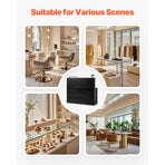 Reception Desk, 1400 x 800 x 1200 mm L-Shaped Front Counter Table, Office Reception Counter with Drawer Keyboard Tray and Storage Cabinet, for Checkout, Lobby, Beauty Salon & Office, Black