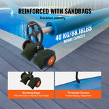 VEVOR Pool Cover Reel, Aluminum Solar Cover Reel 22 ft, Inground Swimming Pool Cover Reel Set with Rubber Wheels and Sandbags, Fits for 5-22 ft Width Swimming Pools - Side View