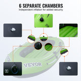 VEVOR Inflatable Boat, 4-Person Inflatable Fishing Boat, Strong PVC Portable Boat Raft Kayak, 1158mm Aluminum Oars, High-Output Pump, Fishing Rod Holders, and 2 Seats, 1100 lb Capacity for Adults Kids - Top-Down View