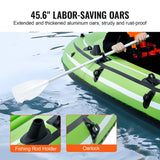VEVOR Inflatable Boat, 4-Person Inflatable Fishing Boat, Strong PVC Portable Boat Raft Kayak, 1158mm Aluminum Oars, High-Output Pump, Fishing Rod Holders, and 2 Seats, 1100 lb Capacity for Adults Kids - 45-Degree Angle