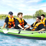 VEVOR Inflatable Boat, 4-Person Inflatable Fishing Boat, Strong PVC Portable Boat Raft Kayak, 1158mm Aluminum Oars, High-Output Pump, Fishing Rod