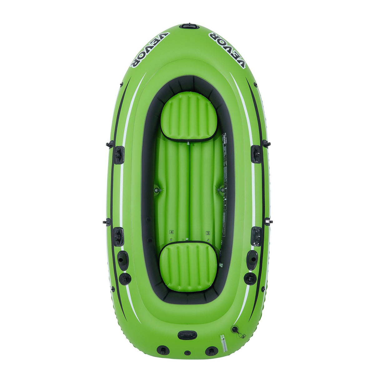 VEVOR Inflatable Boat, 4-Person Inflatable Fishing Boat, Strong PVC Portable Boat Raft Kayak, 1158mm Aluminum Oars, High-Output Pump, Fishing Rod
