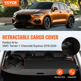 VEVOR Retractable Cargo Cover for GMC Terrain + Chevrolet Equinox 2018-2024 - Front View