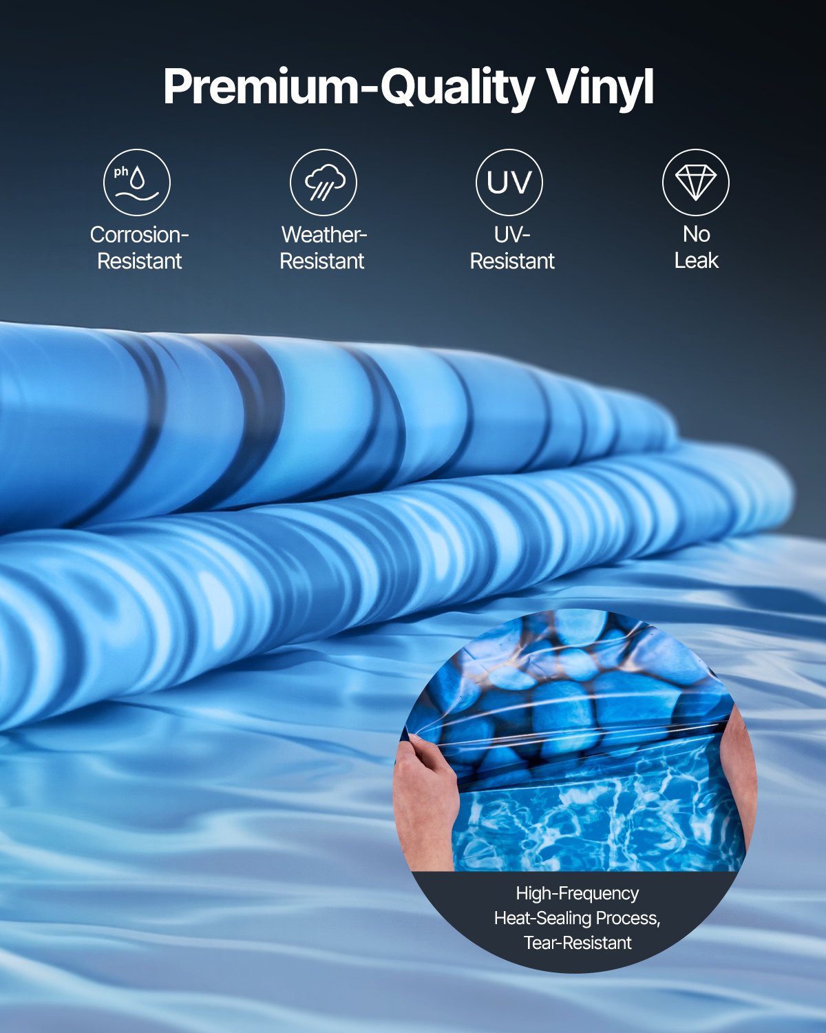Oval Pool Liner 15x30ft Unibead Style Pool Liner 52in Wall Height