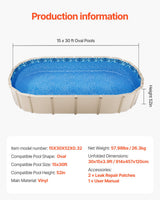 Oval Pool Liner 15x30ft Unibead Style Pool Liner 52in Wall Height