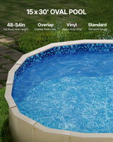 Oval Pool Liner 15x30ft Overlap Style Pool Liner 54in Wall Height - Front View