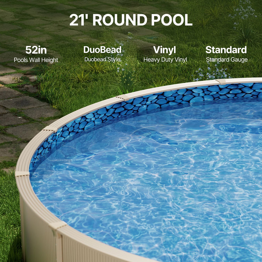 21-ft Round Above Ground Pool Liner, Unibead Pool Liners, Standard Gauge, 52inch Wall Height, Designed for Steel Sided Above-Ground Swimming Pools