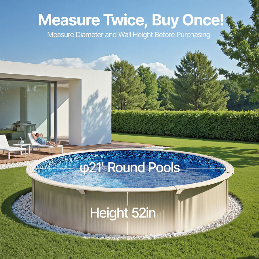 21-ft Round Above Ground Pool Liner, Unibead Pool Liners, Standard Gauge, 52inch Wall Height, Designed for Steel Sided Above-Ground Swimming Pools