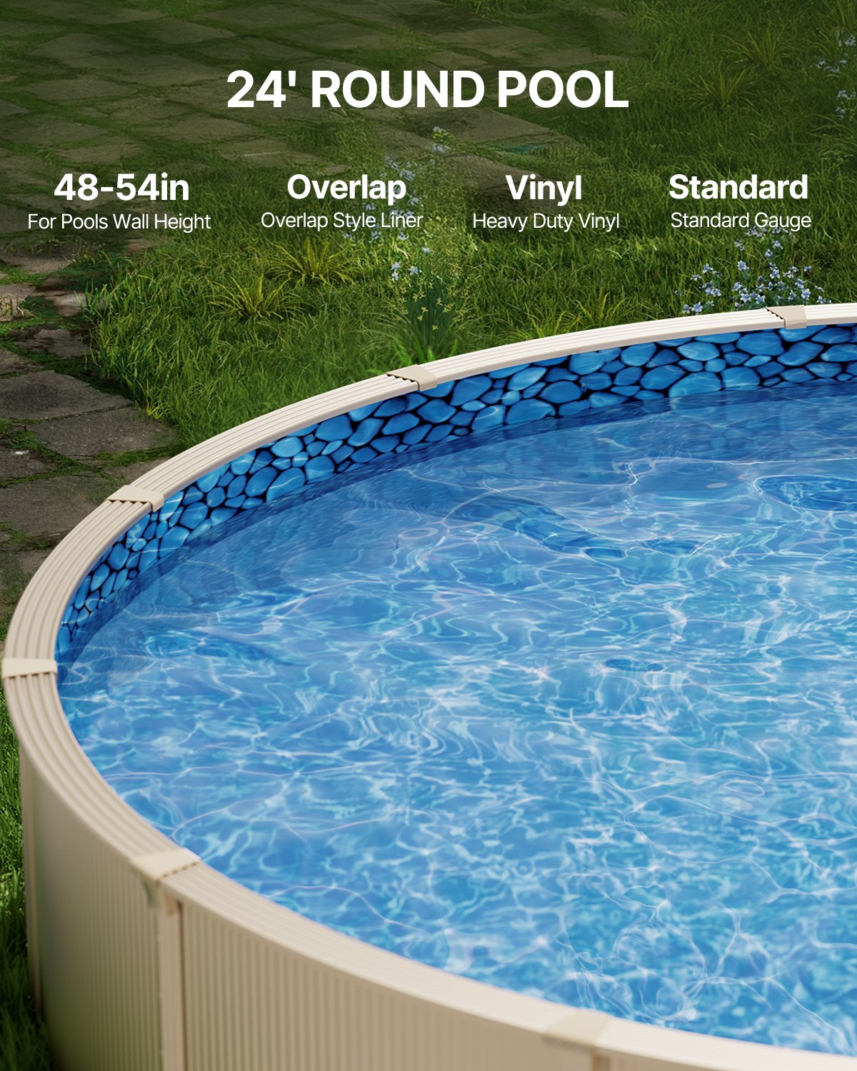 VEVOR Round Pool Liner 24ft Overlap Style Pool Liner 54in Wall Height
