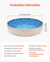 VEVOR Round Pool Liner 24ft Overlap Style Pool Liner 54in Wall Height - Close-Up Angle