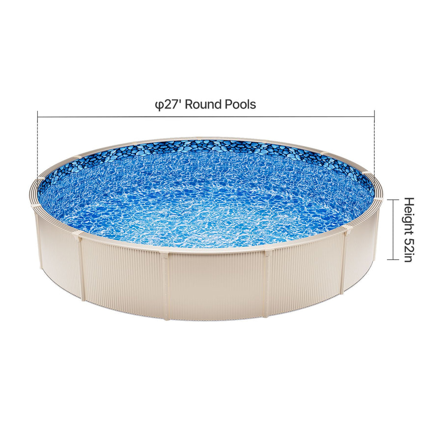 27-ft Round Above Ground Pool Liner, Unibead Pool Liners, Standard Gauge, 52inch Wall Height, Designed for Steel Sided Above-Ground Swimming Pools