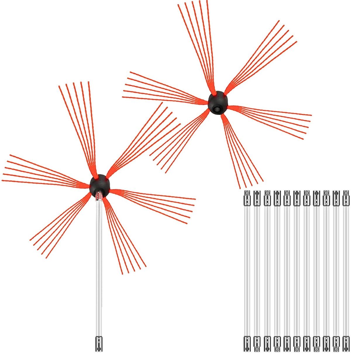 VEVOR Chimney Sweep Kit 39FT Chimney Cleaning Kit Nylon Sooteater Chimney Cleaning Kit Flexible Brush Head Chimney Sweeping Kit Easy Connecting Chimney Brush With 12 White Rods