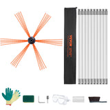 VEVOR 10 m Chimney Sweep Kit, w/ 10 Reinforced Nylon Flexible Rods, Ergonomic Chimney Cleaning Brush, 360-Degree Brush Chimney Cleaner, Rich
