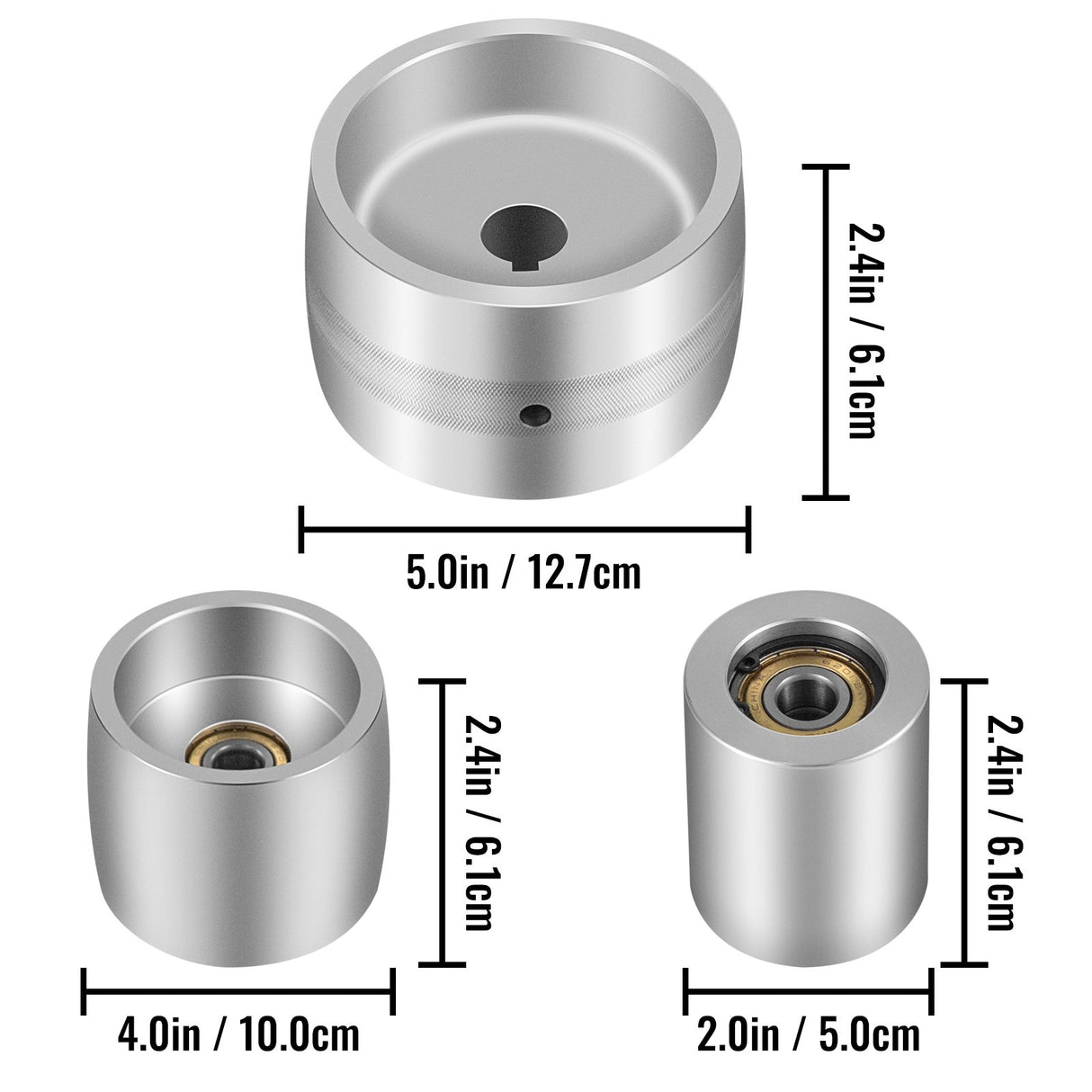 VEVOR Belt Knife Grinder 2"x72" Wheel Set 5" Drive 5/8" Bore 4" Track 2" Idler