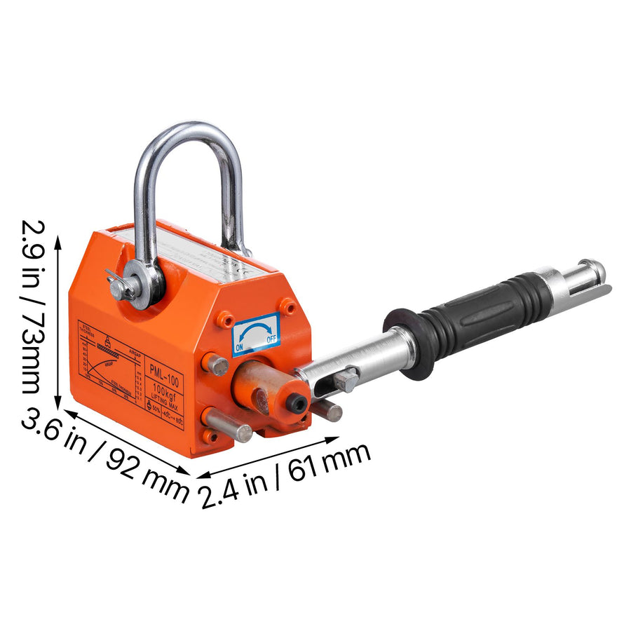 Magnetic Lifter, 100 kg/220 lbs Pulling Capacity, 2.5 Safety Factor, Neodymium & Steel, Lifting Magnet with, image 8