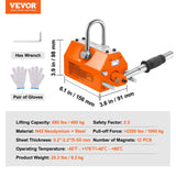 VEVOR Magnetic Lifter, 400 kg/880 lbs Pulling Capacity, 2.5 Safety Factor, Neodymium & Steel, Lifting Magnet with Release, Permanent Lift Magnets, Heavy Duty Magnet for Hoist, Shop Crane, Block, Board - Close-Up Angle