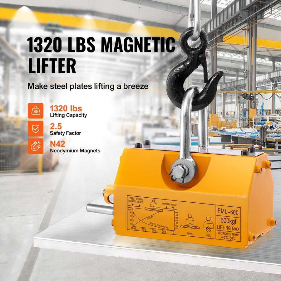 Magnetic Lifter, 600 kg Pulling Capacity, 2.5 Safety Factor, Neodymium & Steel, Lifting Magnet with Release,, image 2
