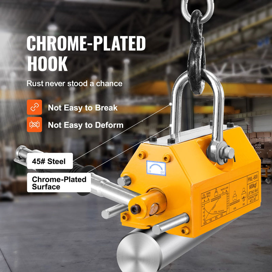 Magnetic Lifter, 600 kg Pulling Capacity, 2.5 Safety Factor, Neodymium & Steel, Lifting Magnet with Release,, image 4