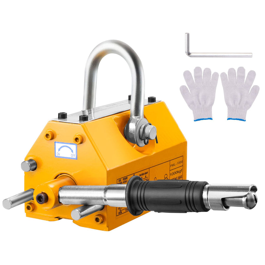 Magnetic Lifter, 1000kg Pulling Capacity, 2.5 Safety Factor, Neodymium & Steel, Lifting Magnet with Release, Permanent Lift Magnets, Heavy Duty Magnet for Hoist, Shop Crane, Block, Board