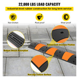 VEVOR Rubber Speed Bump, 1 Pack 2 Channel Speed Bump Hump, 72" Long Modular Speed Bump Rated 22000 LBS Loading, 72.8 x 12.2 x 2.2 Garage Speed Bump
