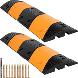 VEVOR Rubber Speed Bump, 2 Pack 2 Channel Speed Bump Hump, 42" Long Modular Speed Bump Rated 22000 LBS Load Capacity, 40.2 x 11.8 x 2.4 inch Garage