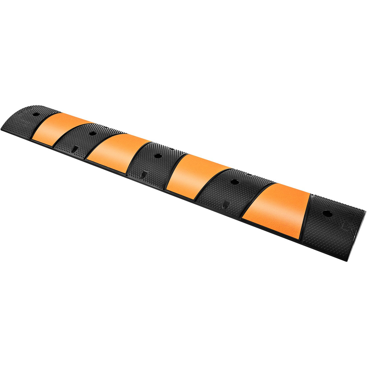 VEVOR Rubber Speed Bump, 1 Pack 2 Channel Speed Bump Hump, 72.8\" Long Modular Speed Bump Rated 22000 LBS Load Capacity, 72.8 x 12.2 x 2.2 Garage Speed Bump for Asphalt Concrete Gravel Driveway-6 FT