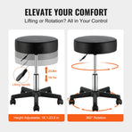 Rolling Stools with Wheels, 400 LBS Weight Capacity Adjustable Height Stool with Ultra-Thick Seat Cushion,, image 4