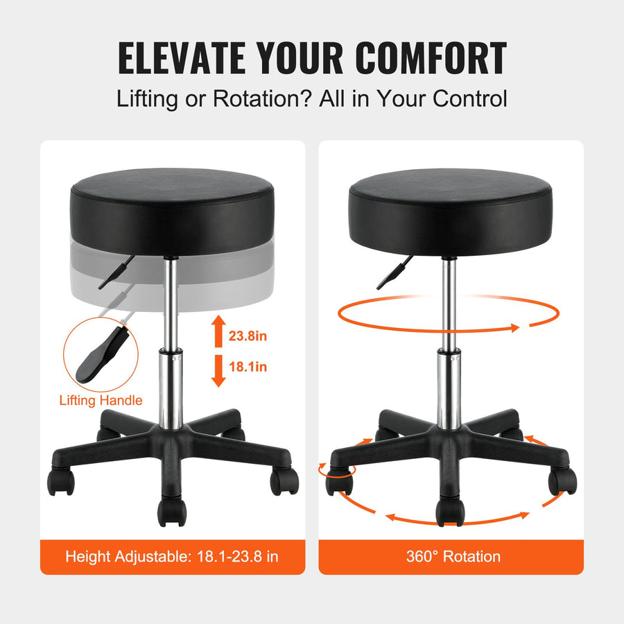 Rolling Stools with Wheels, 400 LBS Weight Capacity Adjustable Height Stool with Ultra-Thick Seat Cushion,, image 4