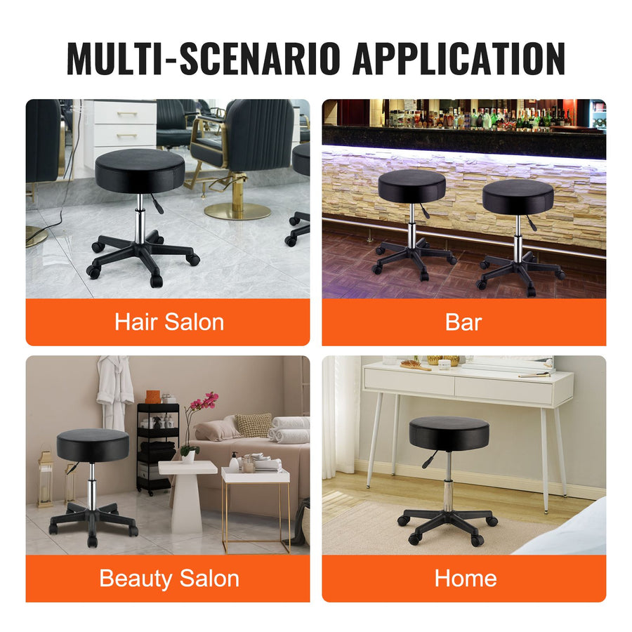 Rolling Stools with Wheels, 400 LBS Weight Capacity Adjustable Height Stool with Ultra-Thick Seat Cushion,, image 6