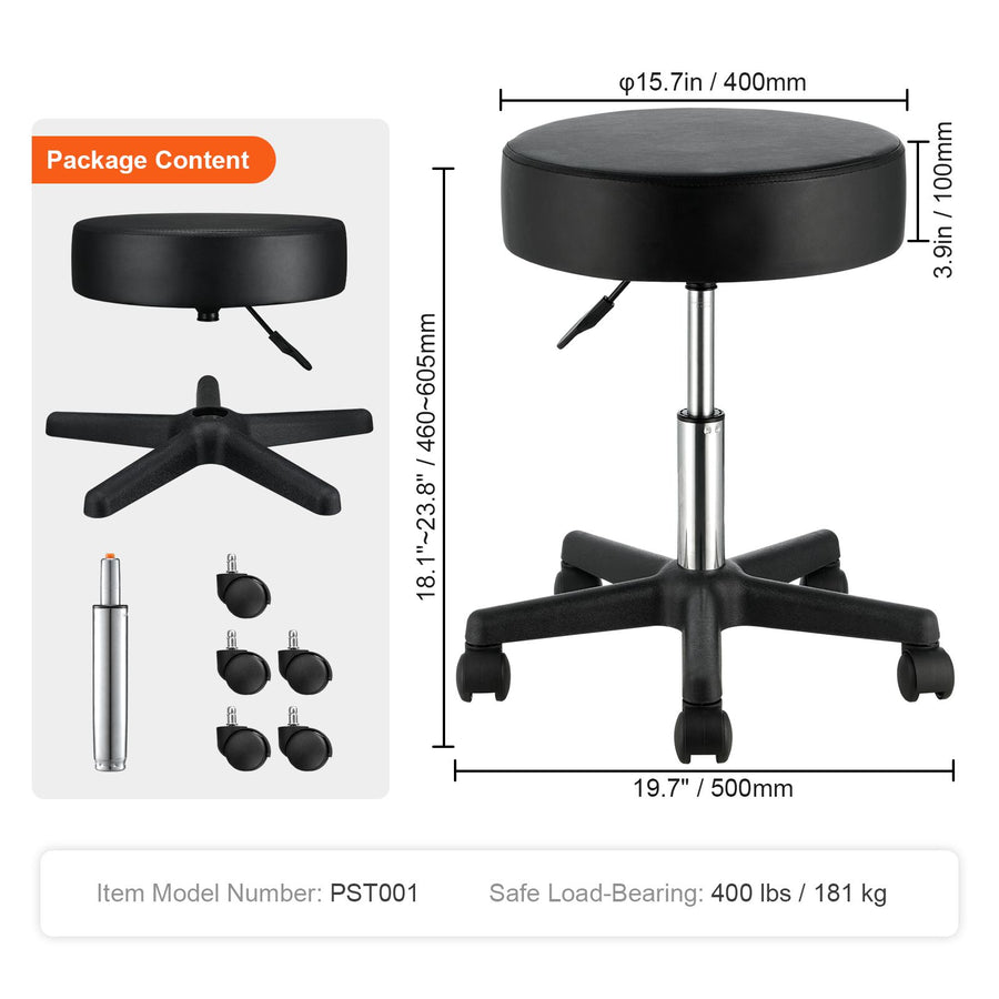 Rolling Stools with Wheels, 400 LBS Weight Capacity Adjustable Height Stool with Ultra-Thick Seat Cushion,, image 7