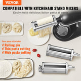 VEVOR 3Pcs Pasta Attachment for KitchenAid Stand Mixer Pasta Roller Cutter Set - Front View