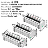 VEVOR 3Pcs Pasta Attachment for KitchenAid Stand Mixer Pasta Roller Cutter Set - Close-Up Angle