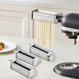 VEVOR 3Pcs Pasta Attachment for KitchenAid Stand Mixer Pasta Roller Cutter Set - Low Angle