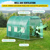 VEVOR Walk-in Tunnel Greenhouse, 3 x 2 x 2 m, Portable Plant Hot House with Galvanised Steel Frame, 1 Top Bar, Diagonal Poles, Zipper Door and 6 Roll-