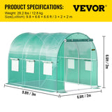VEVOR Walk-in Tunnel Greenhouse, 3 x 2 x 2 m, Portable Plant Hot House with Galvanised Steel Frame, 1 Top Bar, Diagonal Poles, Zipper Door and 6 Roll-