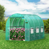 VEVOR Walk-in Tunnel Greenhouse, 3 x 2 x 2 m, Portable Plant Hot House with Galvanised Steel Frame, 1 Top Bar, Diagonal Poles, Zipper Door and 6 Roll- - Low Angle