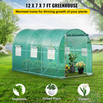 Walk-in Tunnel Greenhouse Galvanized Frame & Waterproof Cover 12x7x7 ft, Waterproof