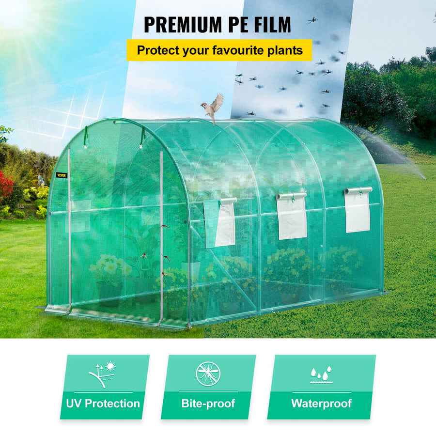 Walk-in Tunnel Greenhouse Galvanized Frame & Waterproof Cover 12x7x7 ft, image 4