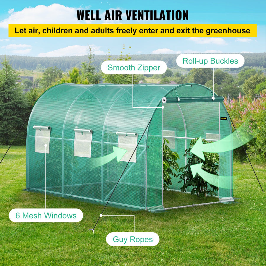 Walk-in Tunnel Greenhouse Galvanized Frame & Waterproof Cover 12x7x7 ft, image 5