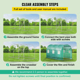 VEVOR Walk-in Tunnel Greenhouse Galvanized Frame & Waterproof Cover 12x7x7 ft - Rear View