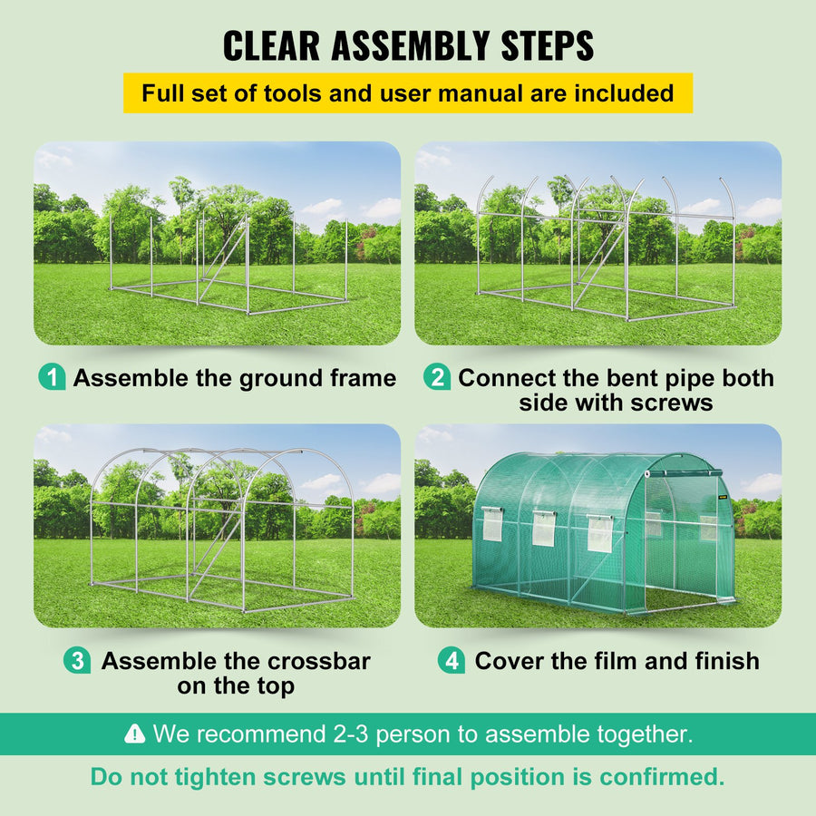 Walk-in Tunnel Greenhouse Galvanized Frame & Waterproof Cover 12x7x7 ft, image 6